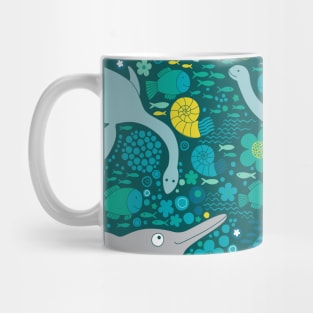 Swimming with Plesiosaurs - cute prehistoric animal design Mug